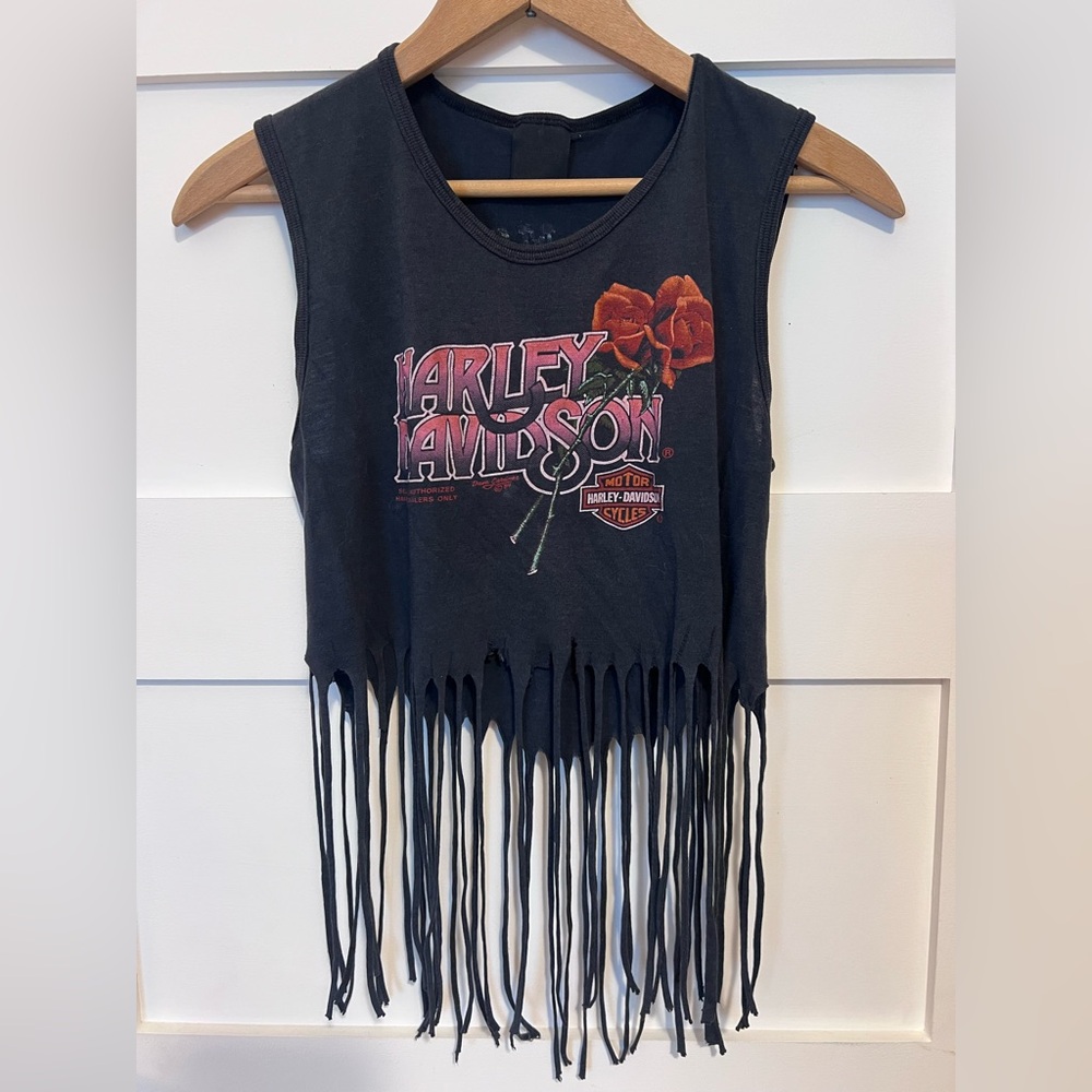 RARE very vintage Harley Davidson fringe crop top
